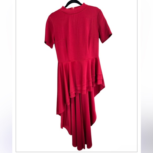 ✨ NWOT Red High Low Asymmetrical Peplum Top - Picture 2 of 8